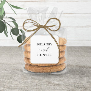 Elegant Script Minimalist Editable Wedding Square Sticker