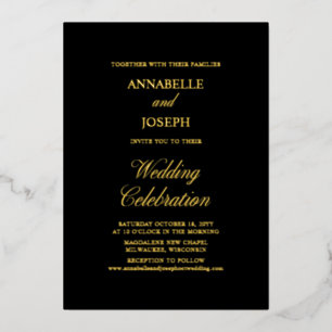 Elegant Script Minimalist Formal Black Wedding