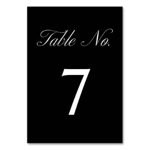 Elegant Script Minimalist Formal Black Wedding Table Number