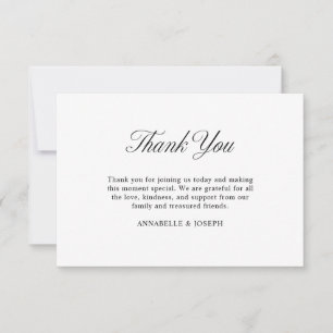 Elegant Script Minimalist Formal White Wedding Thank You Card
