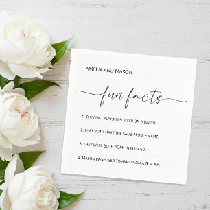 Elegant Script Minimalist Fun Facts Wedding Napkin
