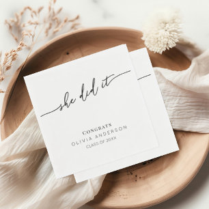 Elegant Script Minimalist Graduation Party Napkin