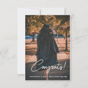 Elegant Script Minimalist Graduation Photo Thank You Card