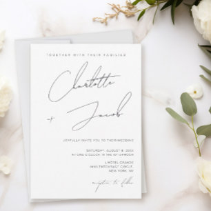 Elegant Script Minimalist Ivory Wedding  Invitation