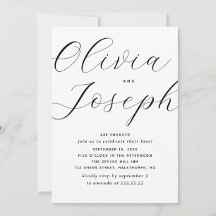 Elegant Script & Minimalist Photo Engagement Party Invitation