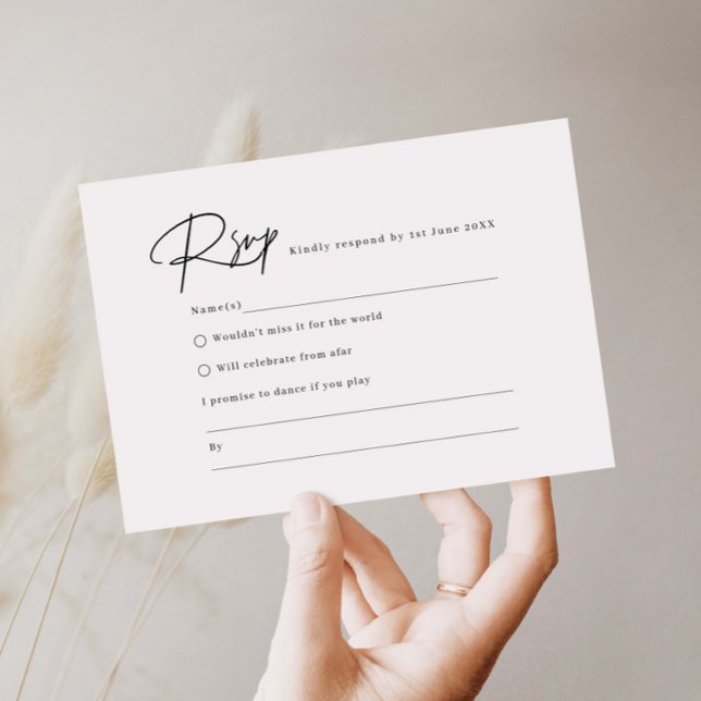 Elegant script minimalist RSVP Reply Card (Creator Uploaded)