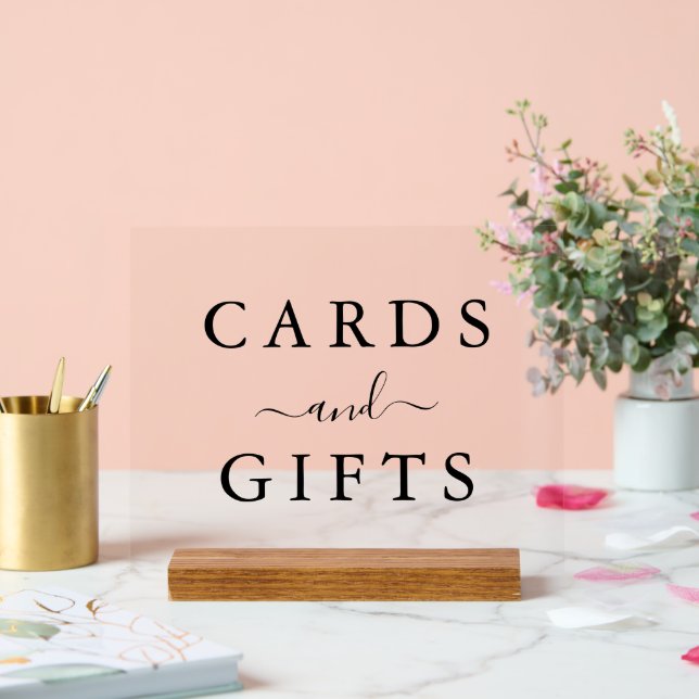 Elegant Script Minimalist Wedding Cards & Gifts Acrylic Sign (Wedding)