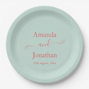 Elegant Script Minimalist Wedding Paper Dinner Plate