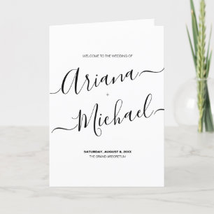 Elegant script Minimalist Wedding Party & Schedule Programme