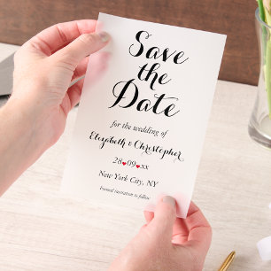 Elegant Script Minimalist Wedding Save the Date Vellum Invitations