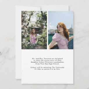 Elegant Script Modern 3 Photo Graduation Announcement