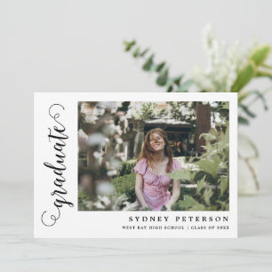 Elegant Script Modern 3 Photo Graduation Announcement