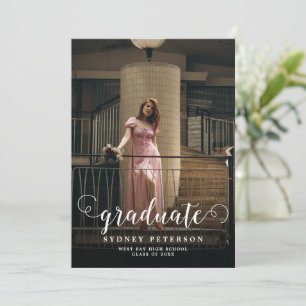 Elegant Script Modern 3 Photo Graduation Party Invitation