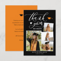 Elegant Script Modern Black 4 Photo Graduation