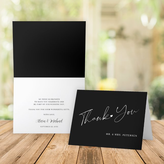 Elegant script modern black wedding thank you (Creator Uploaded)