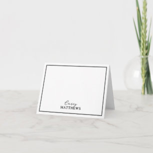 Elegant Script Modern Border Personalised Name Note Card
