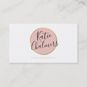 ELEGANT script modern chic pretty gold blush pink Business Card