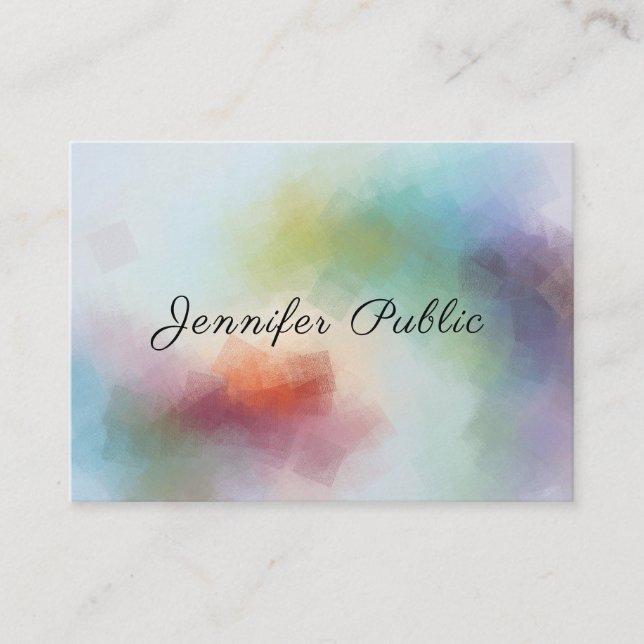 Elegant Script Modern Colourful Abstract Template  Business Card (Front)