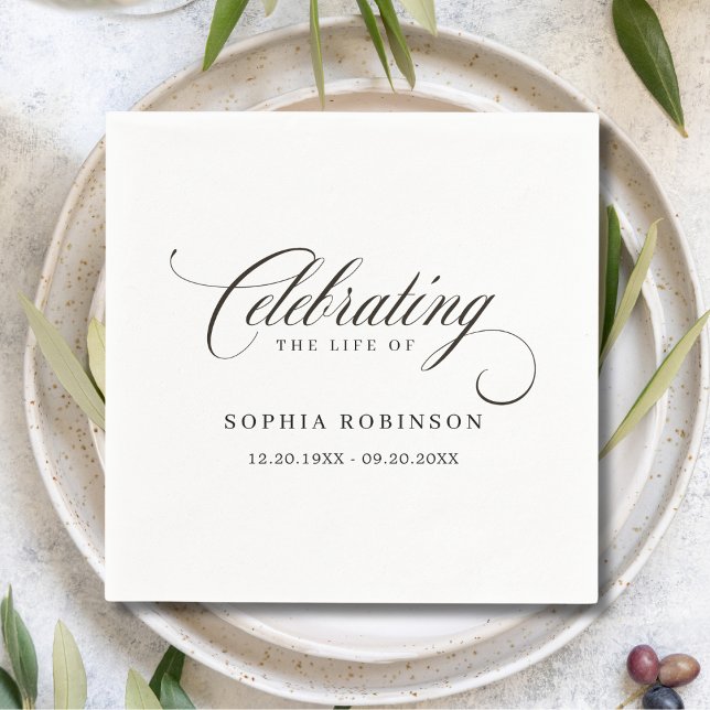 Elegant Script Modern Funeral Memorial  Napkin (Creator Uploaded)