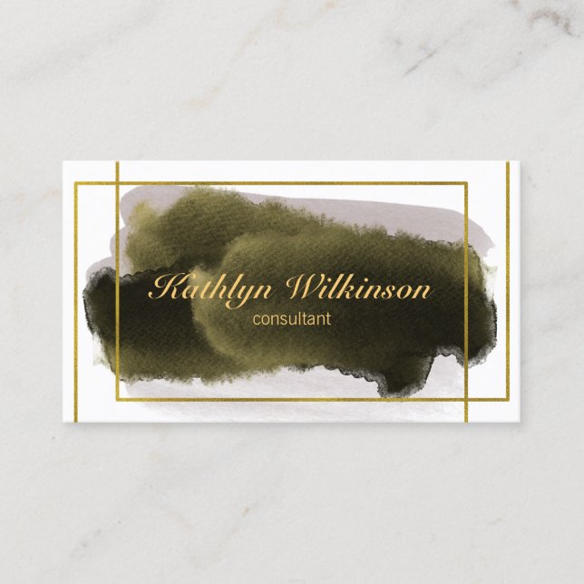 Elegant Script Modern Gold Geometric Professional Business Card (Front)