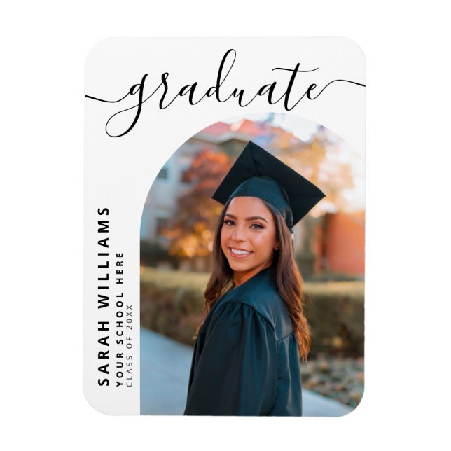 Elegant Script Modern Graduation Announcement Magnet (Vertical)