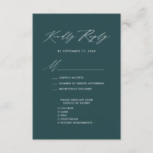 Elegant Script Modern Green Simple Wedding RSVP Enclosure Card