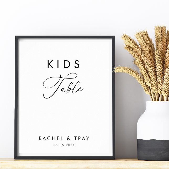Elegant Script Modern Kids Table Wedding Sign    (Creator Uploaded)