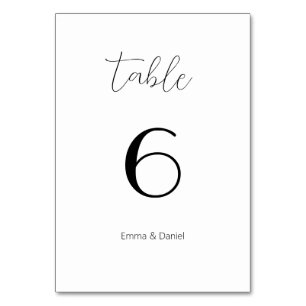 Elegant Script Modern Minimal Wedding Table Number