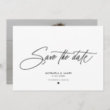 Elegant Script Modern Minimalist Photo Wedding
