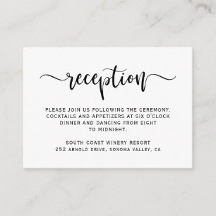 Elegant Script Modern Minimalist Wedding Reception Enclosure Card