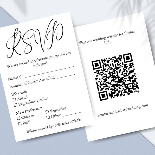 Elegant Script Modern Minimalist Wedding RSVP (Elegant Script Modern Minimalist Wedding RSVP Card)