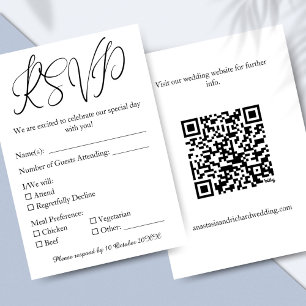 Elegant Script Modern Minimalist Wedding RSVP Card