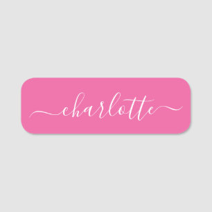 Elegant Script Modern Name Personalised Hot Pink Tag