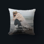 Elegant Script Modern Photo Minimalist Cushion<br><div class="desc">Transform your cherished memories into stunning works of art with our custom photo throw pillow. Whether it's a heartfelt wedding portrait,  a breathtaking landscape,  or a snapshot of a special occasion,  our custom pillow capture the essence of your memories.</div>