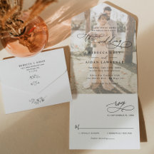 Elegant Script Modern Photo Wedding