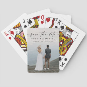 Elegant Script Modern Save The Date Playing Cards