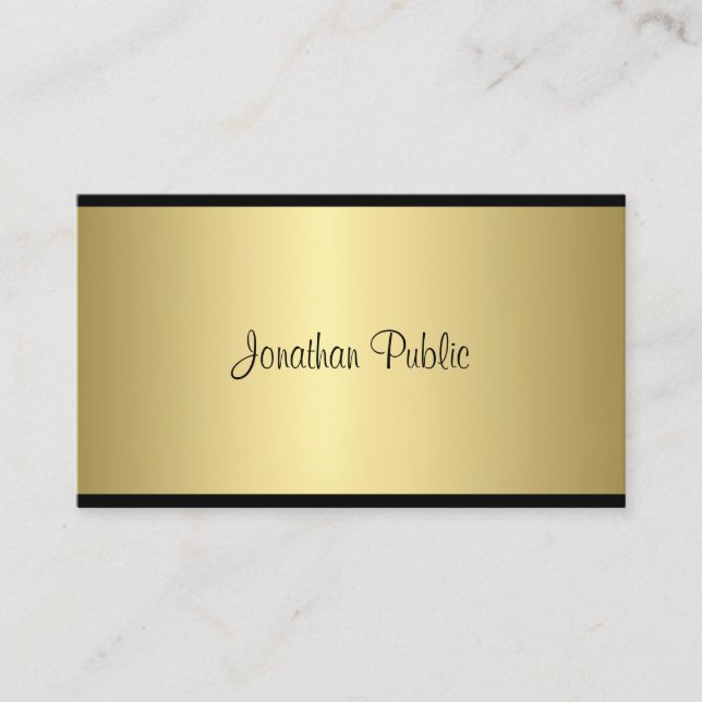Elegant Script Modern Simple Glamour Gold Look Business Card (Front)