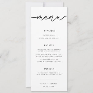 Elegant Script Modern Simple Wedding Menu Invitati Invitation