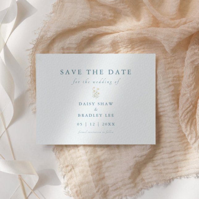 Elegant Script Modern Watercolor Daisy Save The Date (Creator Uploaded)