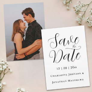 Elegant Script Modern Wedding Photo Save The Date
