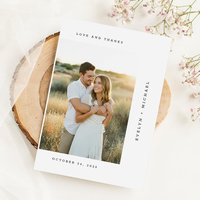 Elegant Script Modern Wedding Photo Thank You Card (Creator Uploaded)