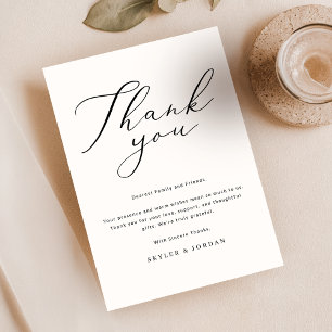Elegant Script Modern Wedding Reception Table Thank You Card