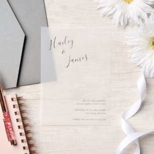 Elegant Script Modern Wedding Save the Date Vellum Invitations
