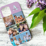 Elegant Script Monogram 6 Photo Lilac and Mint iPhone 12 Pro Max Case<br><div class="desc">Elegant and feminine, personalised iPhone case in lilac, mint green and grey, with 6 of your favourite photos as well as your monogram. This pretty design has a bold initial with handwritten script typography for your name. The photo template is set up for you to add 6 pictures which are...</div>