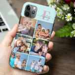 Elegant Script Monogram 6 Photo Mint and Lilac Case-Mate iPhone Case<br><div class="desc">Elegant and feminine, personalised iPhone case in mint green, lilac and grey, with 6 of your favourite photos as well as your monogram. This pretty design has a bold initial with handwritten script typography for your name. The photo template is set up for you to add 6 pictures which are...</div>
