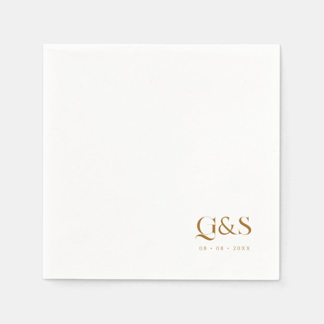 Elegant Script Monogram and Date Wedding Napkin (Front)