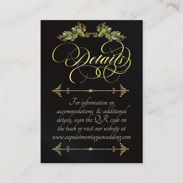 Elegant Script & Monogram - Black/Gold Enclosure Card (Front)