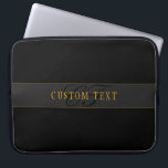 Elegant Script Monogram Black & Gold Laptop Sleeve<br><div class="desc">Elegant looking monogram design,  customise as you like!</div>