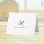 Elegant Script Monogram Black White Note Cards<br><div class="desc">This folded note card design features a pretty script initial with space for a name beneath. Click the customize button if you would like to move/scale the images and further modify the text! Variations of this design, additional colors, as well as coordinating products are available in our shop, zazzle.com/store/doodlelulu. Contact...</div>