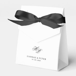 Elegant Script Monogram Black & White Wedding Favour Box